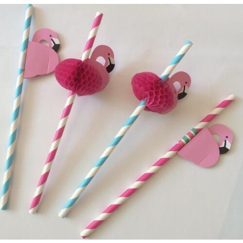 5Pcs Cute Flamingo Decoration Paper Drinking Cocktail Straws Wedding Party Baby Shower Birthday Supplies Bendable Straws