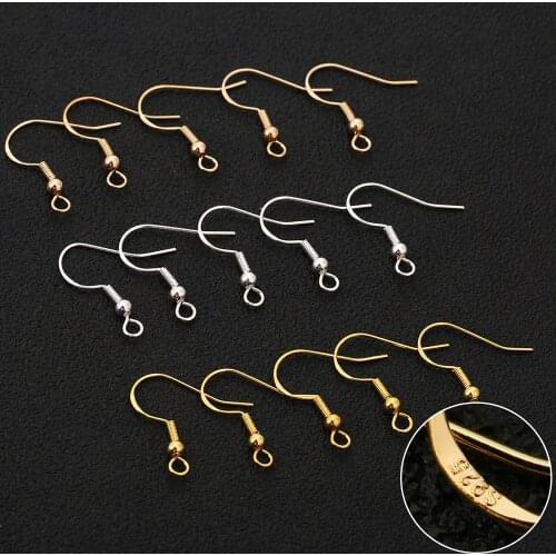 50pcs/lot Carving S925 Sterling Silver Earring Wire with Ball and Coil Earring Fish Hooks Findings for DIY Jewelry Making Crafts