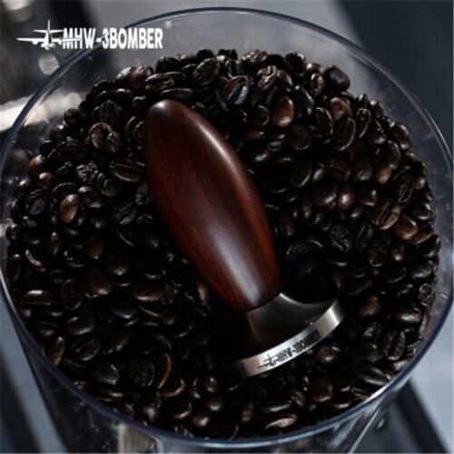 54mm Espresso Tamper Wooden Coffee Tamper Powder Solid Hammer Stainless Steel Flat Base For San-Marco Coffee Accessories