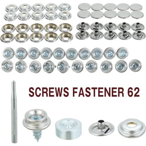 62pcs Stainless Steel Car Snap Fastener Self-tapping Screw Stud For Boat Auto Canvas Buttons Sockets Press Cover Tools Parts