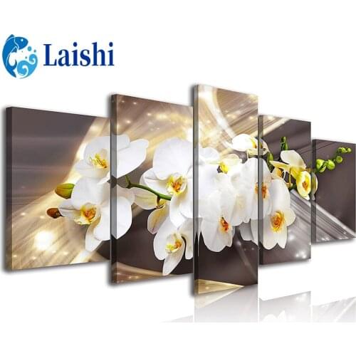 5pcs Diamond Painting Phalaenopsis Full Square/Round Drill Diamond Embroidery Sale Diamond Picture of Rhinestone Home Decor Gift