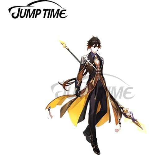 JumpTime 13 x 3.8cm For Zhongli Genshin Impact RV Car Stickers Windows Scratch-proof Cartoon Vinyl Car Wrap Waterproof Decal