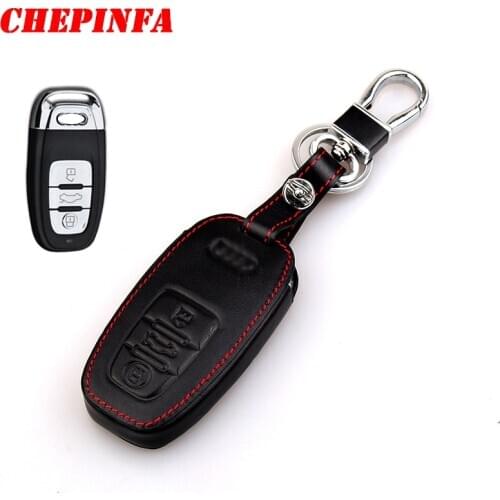 CHEPINFA Leather Car Key Cover Case For Audi A1 A2 A3 A5 A6 A4L A6L Q3 Q5 Q7 TT Q8 A8 Q5L A7 A8L RS3 S5678 Sline Key Bag Holder