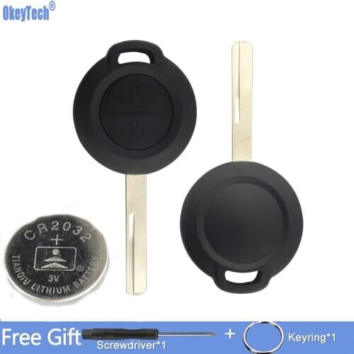 OkeyTech 2 Buttons Remote Key Shell Cover Case Fob For Mitsubishi Colt Warior Carisma Spacestar With CR2032 Battery Uncut Blade