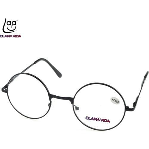 = CLARA VIDA = Classic Vintage Retro Round Spring Legs HD Super Light Men Women Reading Glasses +1.0 +1.5 +2.0 +2.5 +3 +3.5 +4
