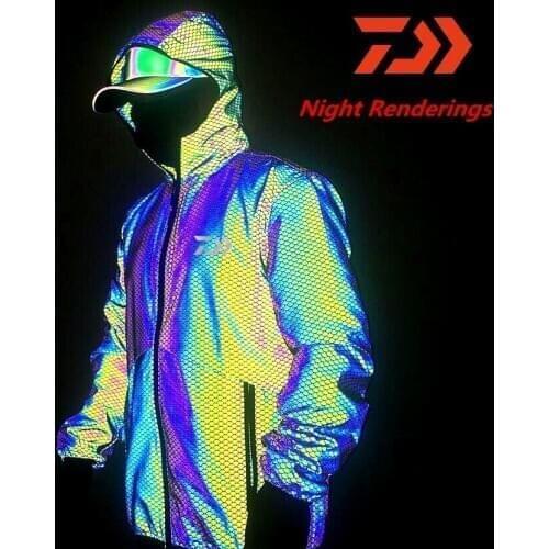 Daiwa Outdoor Hiking Men Reflective Fishing Clothes Luminous Climbing Trekking Windbreaker Fishing Waterproof Jacket