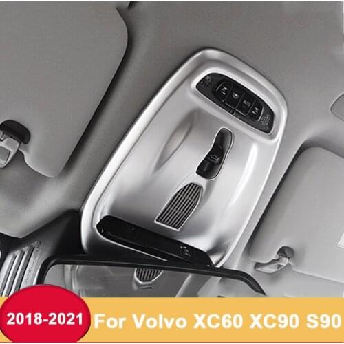 For Volvo XC60 XC90 S90 2018 2019-2021 ABS Carbon Fiber Car Interior Front Reading Light Frame Cover Sticker Trim Accessories