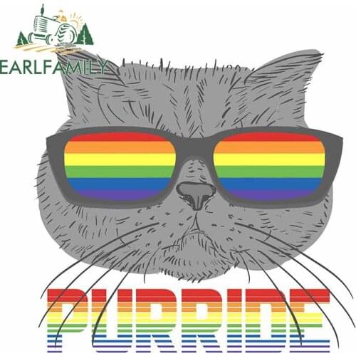 EARLFAMILY 13cm x 12.9cm for Purride Cat Car Sticker Vehicle Personality Laptop Decoration Camper Waterproof Window Trunk Decal