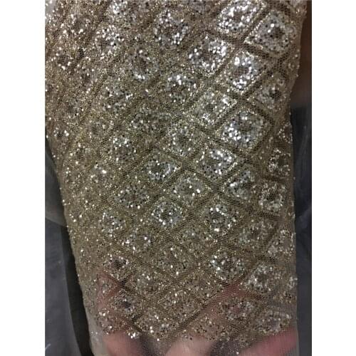JRB-70815 Good looking 5yards hand print glitter tulle mesh lace fabric for wedding in gold color
