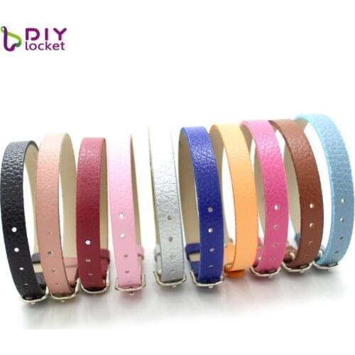 Hot Sale!!8mm litchi grain PU leather Wristband Bracelet Fashion Accessory Fit for Slide Letters Charms High quality! LSBR032*10