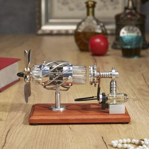 Hot Air Stirling Engine Motor Model 16 Cylinders Swash Plate Physics Educational Toys For Kids Scientific Gift Toys 2018-Silver