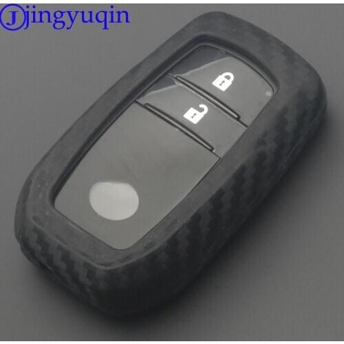 Jingyuqin 10P 2/3/4 Buttons Carbon Fiber Patten Silicone Car Key For Toyota Hilux Fortuner Land Cruiser Camry Case Cover