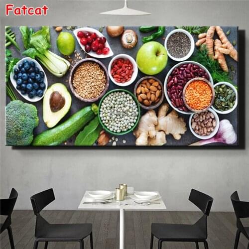 Kitchen Food 5D Round Diamond Painting Seasoning Vegetables Square Embroidery Mosaic Cross Stitch Handmade Gift Large PP1557