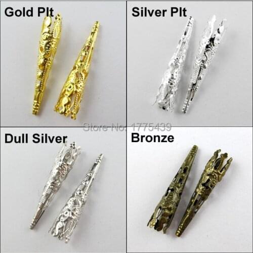 Free Shipping 50Pcs Long Cone Bead Cap 8x41mm Gold Silver Bronze Dull Silver For Jewelry Making Craft DIY