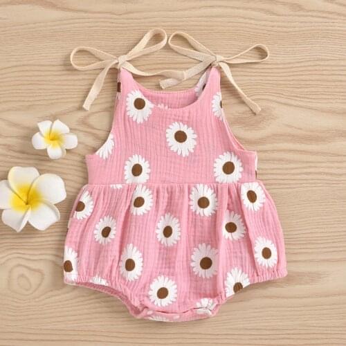 0-24M Newborn Toddler Summer Baby Girls Clothes Romper Daisy Flowers Straps Sleeveless Jumpsuit Casual Bodysuit baby kleding L