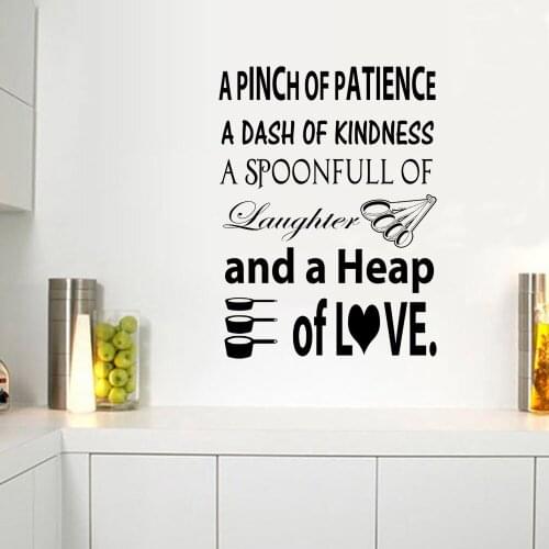 Kitchen Sticker Pinch of Patience Restaurant Quote Wall Art, Background Removable Wall Mural Home Decor