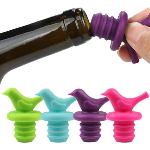 50%HOTLovely Little Bird Silicone Red Wine Champagne Bottle Stopper Sealing Top Lid