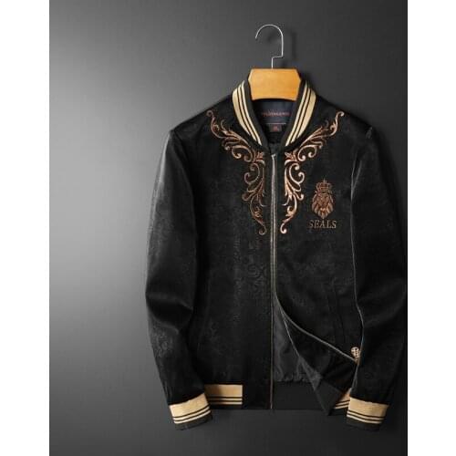 Autumn Winter New Design Embroidered matt velvet Jackets Mens Warm Male Fashion Zipper Baseball Hip Hop Slim Fit Coats jacket