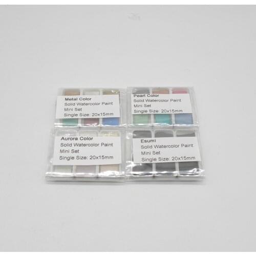 Boku-Undo Japan Professional Watercolors Solid Paints 6 colors Esumi Metal Pearl Aurora Mini Set Samples