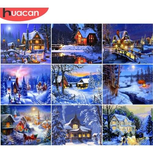 HUACAN Painting By Numbers Diy Winter Landscape Pictures By Number On Canvas House Kits Modern Wall Art Gifts