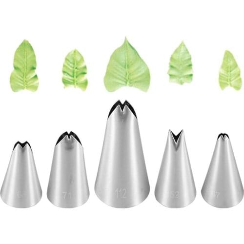 5pc leaf Piping Tips Cupcake Cake Cream Nozzle Baking Supplies Kitchen Tool Decorating Accessories icing Piping Stainless Steel