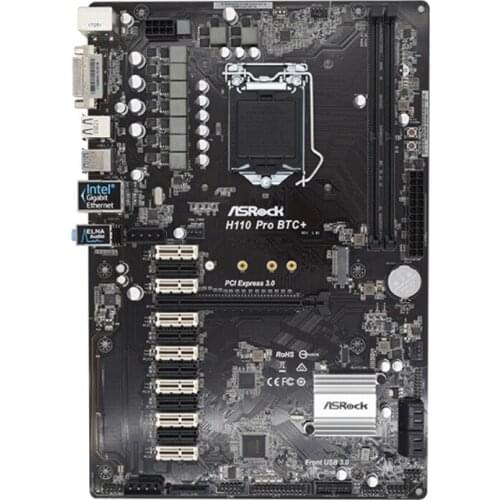 NEW ASRock H110 Pro BTC+ 13GPU Mining Motherboard CryptoCurrency