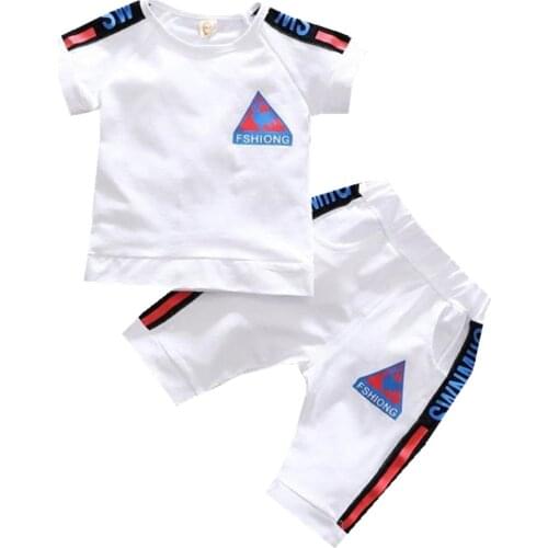 New products children suit girl summer wear Boy baby Short sleeve + pants Boys' clothes Foreign style Korean version handsome
