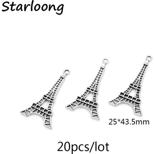 20pcs/lot zinc alloy antique vintage silver plated Tour Eiffel charm pendants for Bracelet Necklace DIY Jewelry Making