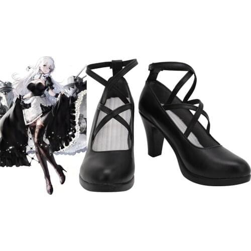 Azur Lane Hermione Cosplay Shoes High Heel Boots Hermione Black Shoes Cosplay Custom Made