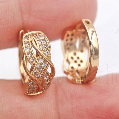 New Statement Hoop Earrings for Women Gold Color Rotate Cross Earring with Zircon Luxury Jewelry for Wedding Anniversary Gift