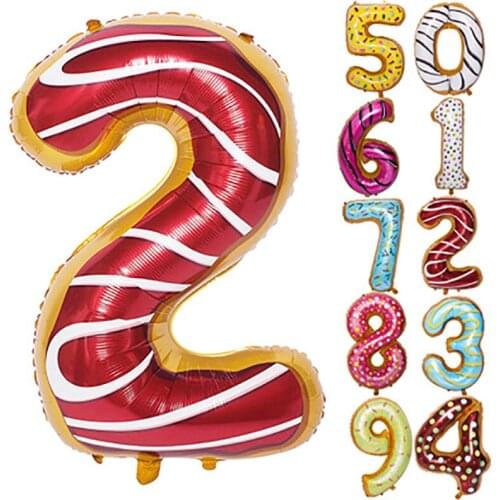 Number Aluminum Foil balloons Big Size 36inch Donuts Number Balloon Birthday Wedding Party Decorations Kid Boy toy Baby Shower