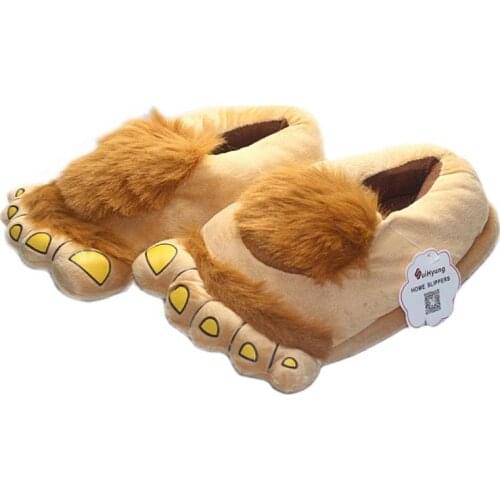 Suihyung Winter Warm Slippers For Women Men Funny Home Cotton Shoes Big Feet Plush Slippers Indoor Floor Shoes Furry Flat Slides