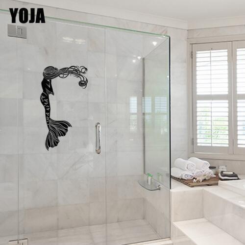 YOJA 25x14CM Funny Home Mermaid Wall Sticker Decorated Bathroom Shower Decal G2-0253