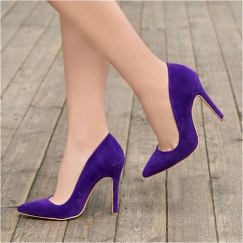 Suede Shoes Women High Heels 2021 Woman Pumps Purple Spike Shoes Women Stiletto Shoes for Women 2021