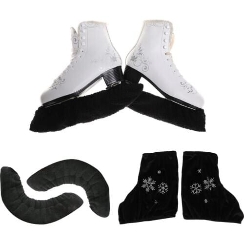 1 Pair Ice Figure Skate Boot Covers Protector & Skating Velvet Blade Soaker S M L