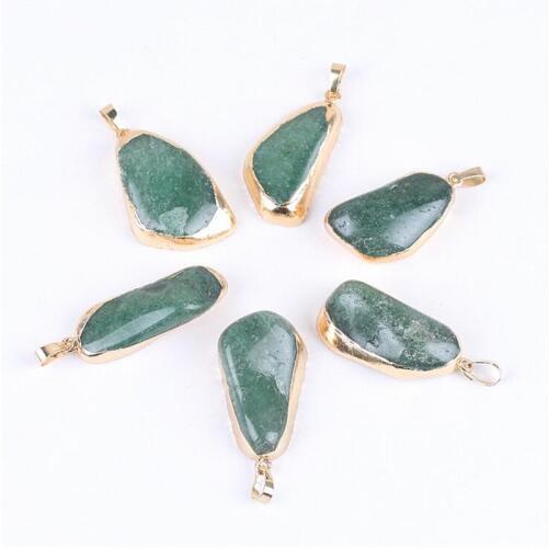 1PC Agates Quartz Natural Stone Necklace Agates Pendant Green Aventurine pendants Crystal Pendant DIY For Jewelry Making