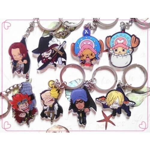 1pcs Anime Anime One Piece Luffy Nami Roronoa Zoro Sanji Pendants keychain Keyrings Key Holder Llavero