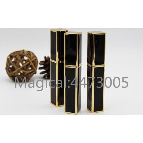 10/20/50pcs/lot DIY square straight lipstick pipe shell black Phnom Penh homemade empty lip balm tube magnetic oblique mouth wax