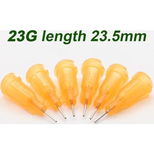 100Pc 23G length 23.5mm Precision passivated S.S. Dispense Tip with PP Safetylok hub, 0.5" Tubing Length glue dispenser needles