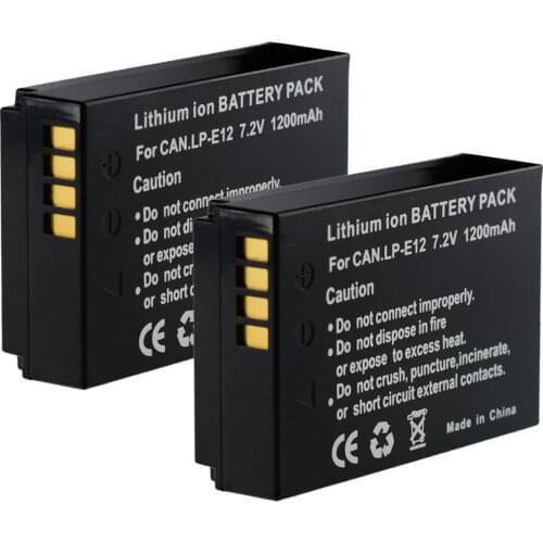 2PACK LP-E12 LPE12 Battery for Canon EOS M, Rebel SL1, EOS 100D, EOS M50 M200