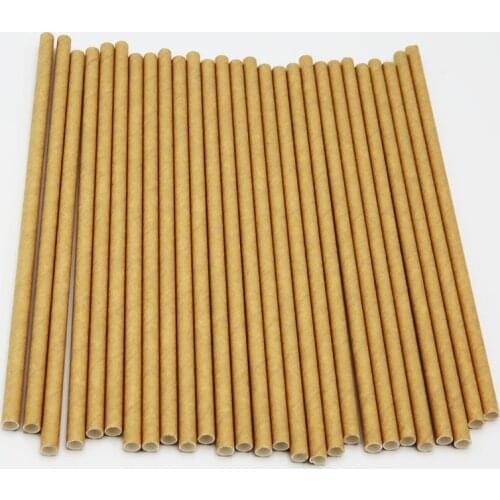 20pcs Kraft Brown Paper Straws Birthday Party Disposable Eco-Friendly Tableware Supplies