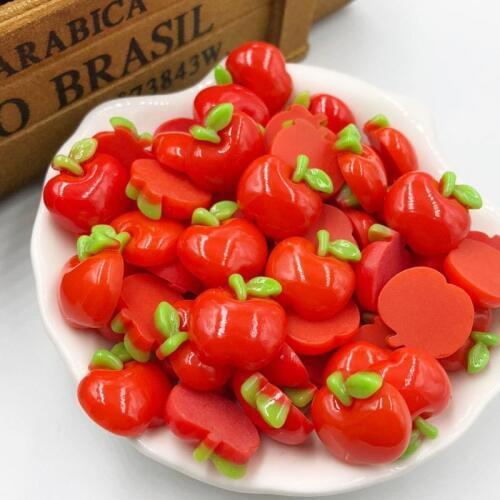 20pcs Resin Red Apple Flatback Button Craft Appliques For Christmas Eve