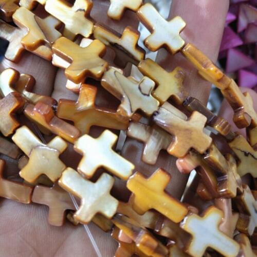 26pcs nature shell beads mother of pearl cross shapes shell strands white colors for bracelets making accessories 12x16mm