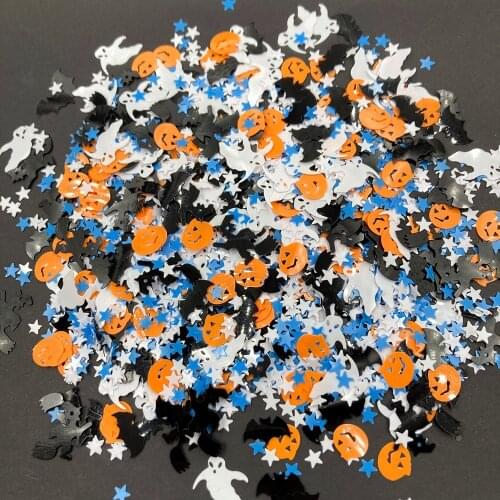 50g Mixed Halloween Pumpkin Bat Witch Ghost Shape Loose Sequins for Crafts Paillettes Glitter Sequin DIY Confetti Accessories