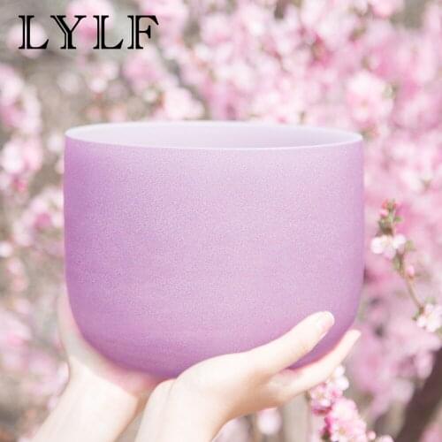 8" Note B Crown Chakra Colored Frosted Quartz Crystal Singing Bowl