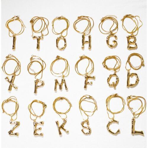 A-Z 26 Letters Necklace Personalized Pendant Monogram Big Letters Script Name Initial Alphabet Charm Necklace for Gift