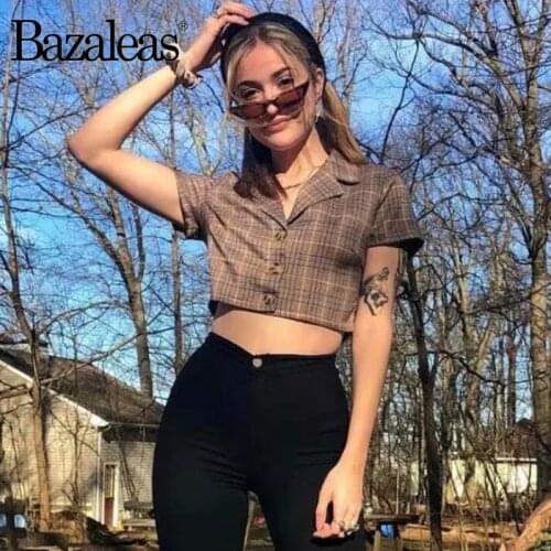 Коричневые блузки Bazaleas China At AliExpress