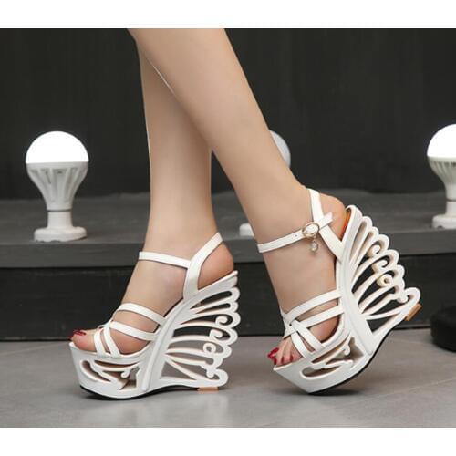 High Quality Buckle Strap Sexy Strange Style Heel Summer Women Shoes Retro Novelty Sandals 15cm High Heels Nightclub Shoes