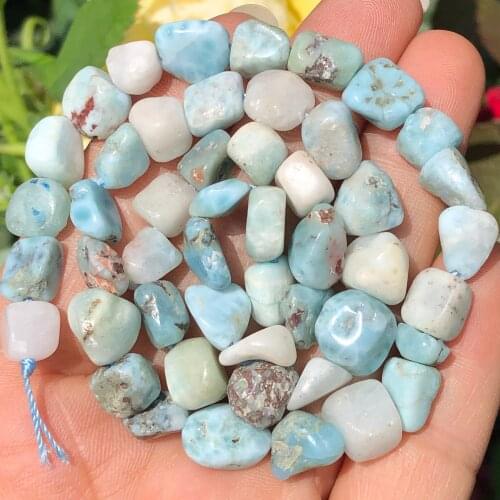 7-10mm Natural Irregular Larimar Stone Beads Loose Spacer Beads For Jewelry Making DIY Bracelet Necklace Finding 15” Strand