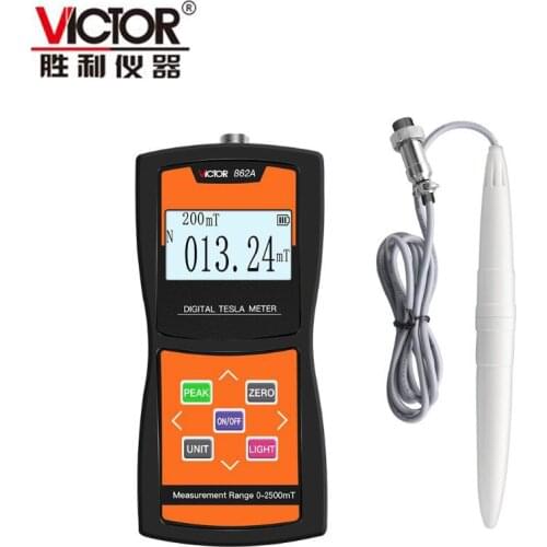 Victor VC862A/B/C Digital Display Gauss Meter Magnetic Field Measuring Instrument High Precision Tesla Meter Magnetometer